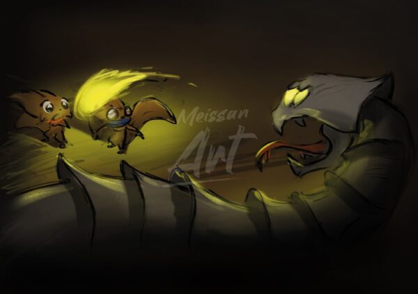 Fennecs et serpent - Illustration
