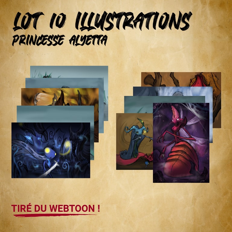 Lot d’illustrations A5 Princesse Alyetta